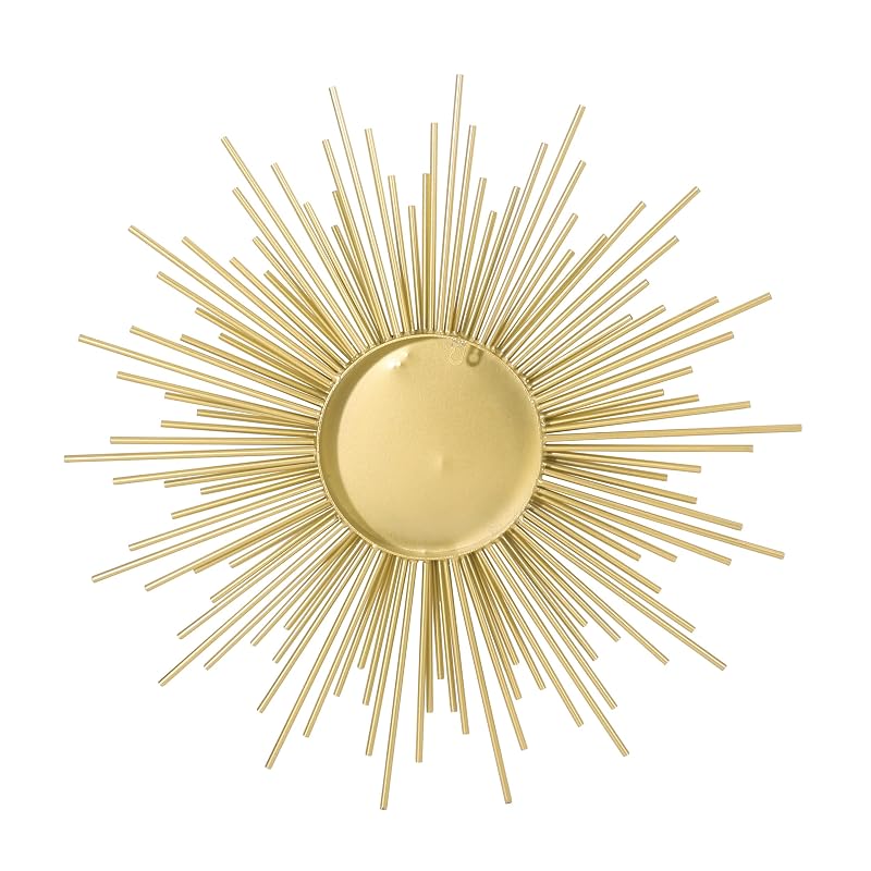 Sunburst Wall Mirror - Gold Iron Frame, 32.25"