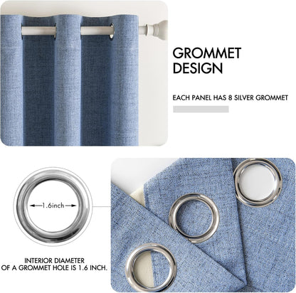 MIULEE Blackout Curtains - 100% Thermal Insulated Linen Texture Drapes | Stone Blue, 52x108 Inch (2 Panels)