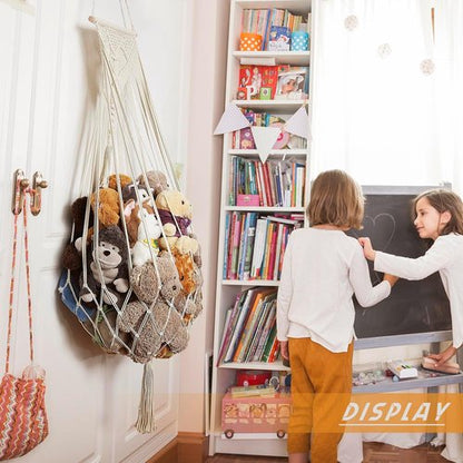 Amdermi Stuffed Animal Hammock - Boho Macrame Wall Organizer for Plush Toy Storage | Cream