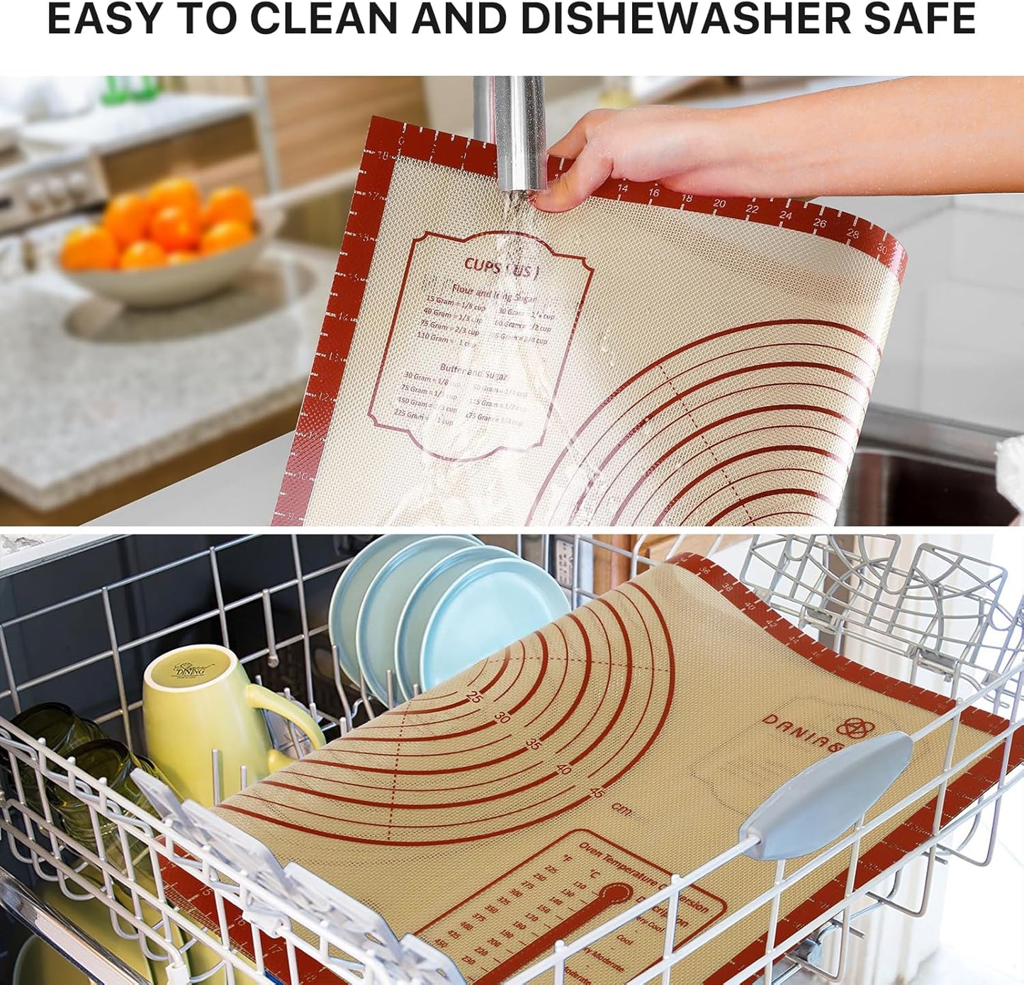 Skiennix Silicone Baking Mat - Extra Thick Non-Stick Dough Rolling Mat | 36" x 24" with Measurements