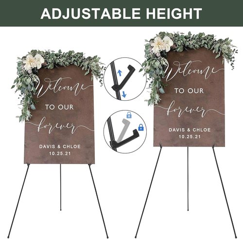 DANMO Adjustable Metal Easel Stand - 63'' Wedding Sign Display | Floor Art Easel in Black