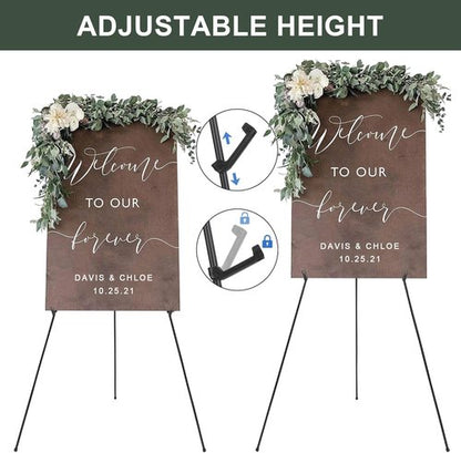 DANMO Adjustable Metal Easel Stand - 63'' Wedding Sign Display | Floor Art Easel in Black