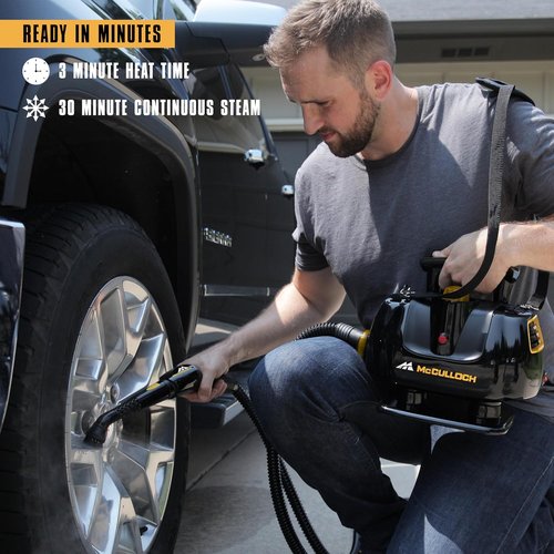 McCulloch MC1270 Portable Power Steam Cleaner - 30-Minute Runtime & 16 Accessories for Home, Tile, Grout, Carpet, & Car Detailing