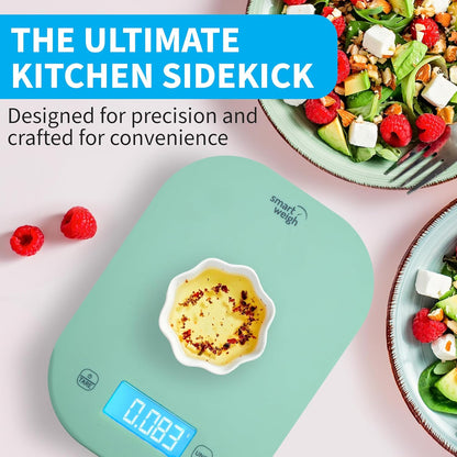 Smart Weigh Digital Kitchen Scale - Mint Green Color for Accurate Cooking & Meal Prep Measurements