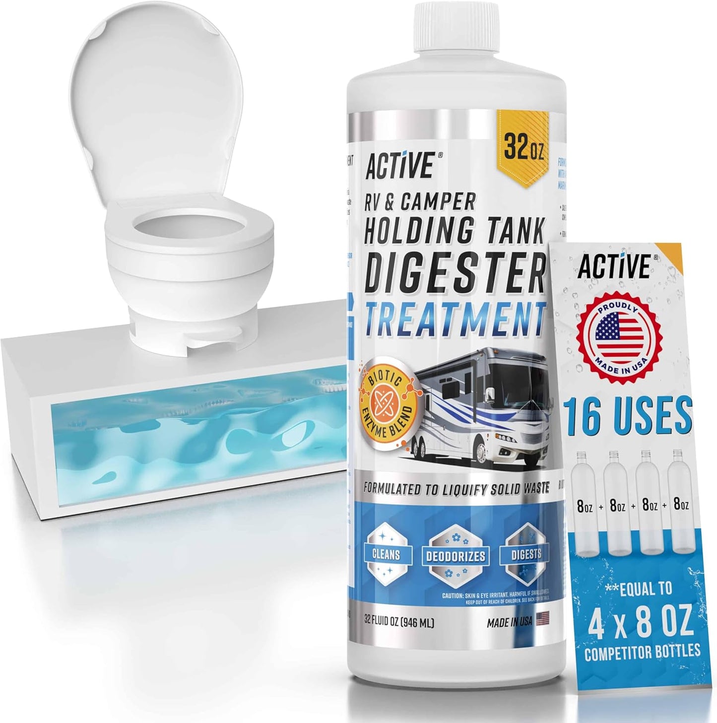 RV Black Tank Treatment by [Brand Name] - 16 Treatments for Waste Digestion & Deodorization | 32oz Made in USA
