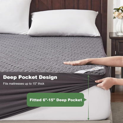 Skiennix Waterproof Mattress Protector - Twin Size Fitted Pad, Soft Breathable 3D Air Fabric, Noiseless & Washable - Carbon Gray