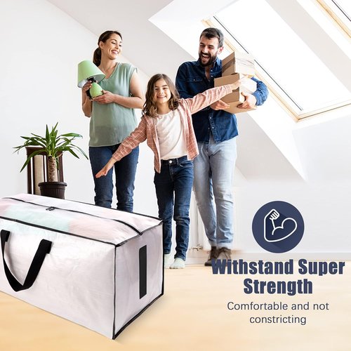 HOMESURE Large Water-Resistant Moving Bags - 8 Pack Heavy-Duty Storage Totes with Zippers & Handles | Semi-Transparent
