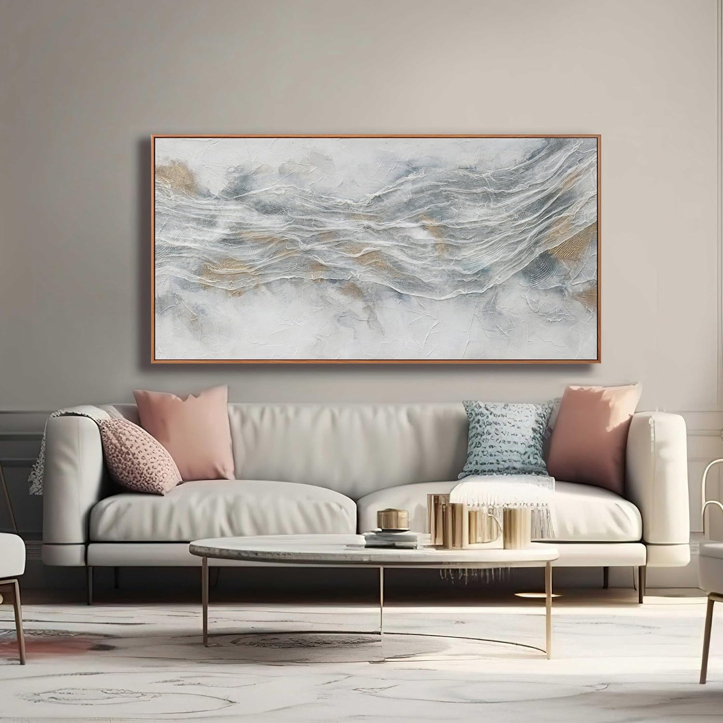Skiennix Abstract Canvas Wall Art - Modern Framed Decor for Living Room | Large 29" X 58" Prints