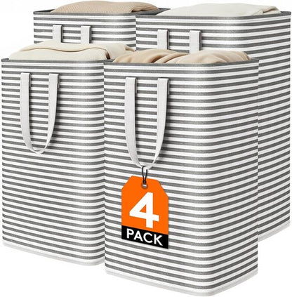 Lifewit 4-Pack Laundry Basket - 80L Each, Collapsible Hamper with Reinforced Handles | Waterproof Design in Black