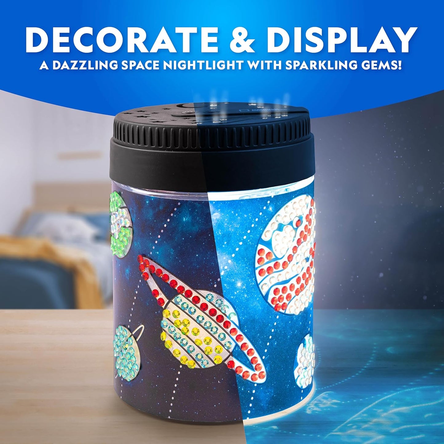 National Geographic Ultimate Space Activity Kit - Glow-in-the-Dark Solar System Model & Diamond Painting Set for Kids
