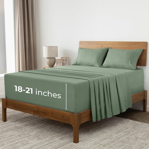 Mellanni Extra Deep King Sheets - 4 PC Iconic Collection Bedding - Hotel Luxury, Ultra Soft, Cooling Bed Sheets - Wrinkle, Fade, Stain Resistant (King, Sage)