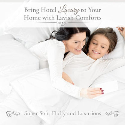 Down Alternative Comforter King Size - Fluffy Duvet Insert - Premium Plush All Season - Luxury Breathable Hotel Cooling Comforter - King, White, 104x86 inches - Comes Compressed Packaging