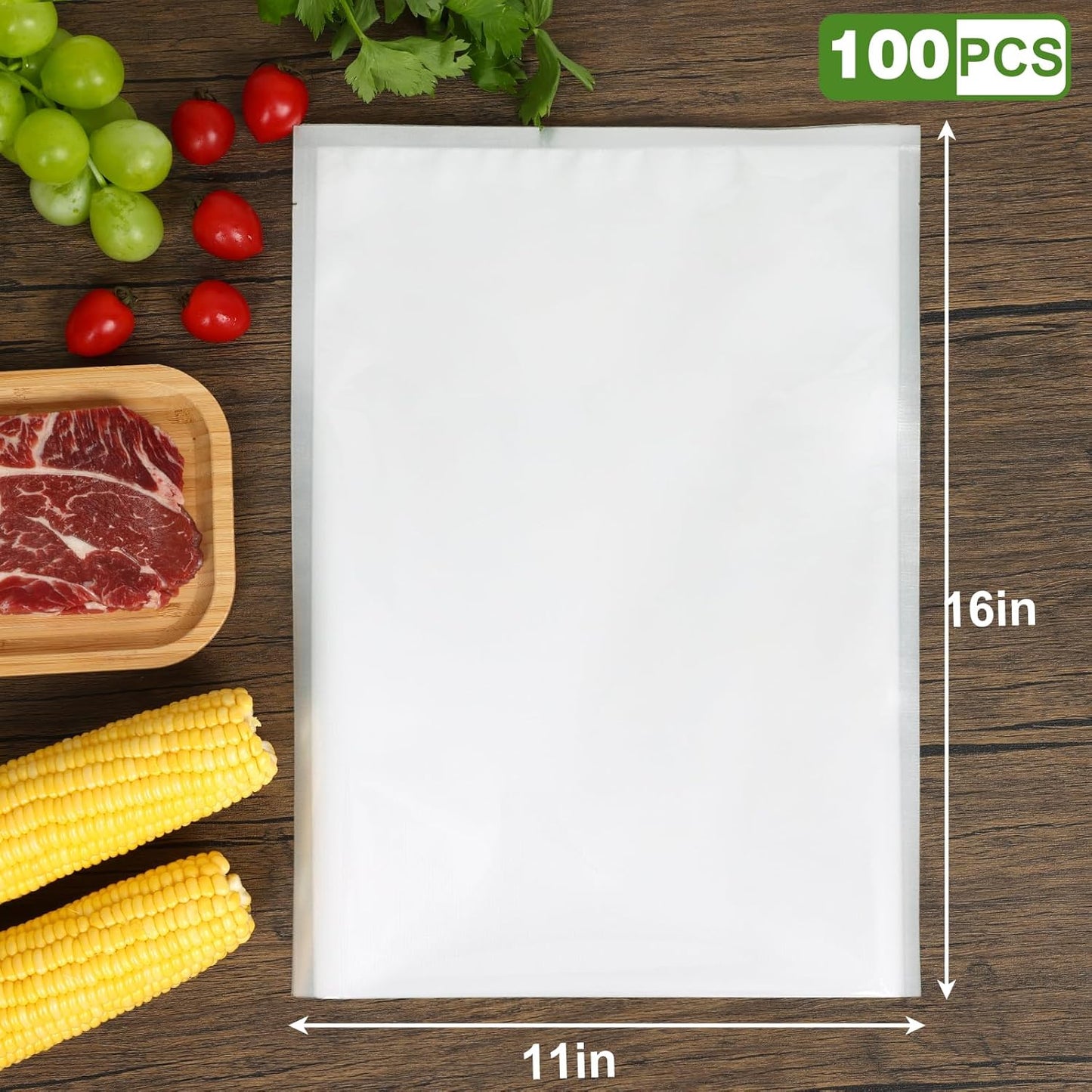 Moretoes Vacuum Sealer Bags - 100pcs BPA-Free Gallon Size 11" x 16" | Pre-Cut Commercial Grade for Food Storage & Meal Prep