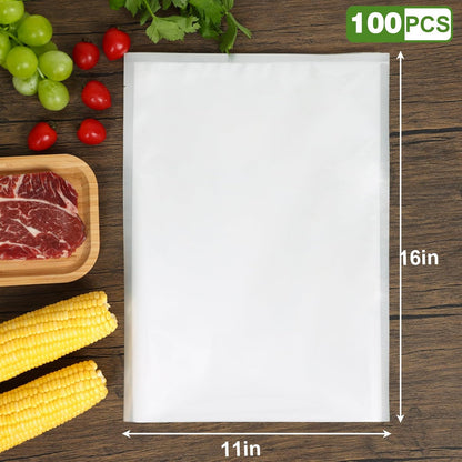 Moretoes Vacuum Sealer Bags - 100pcs BPA-Free Gallon Size 11" x 16" | Pre-Cut Commercial Grade for Food Storage & Meal Prep