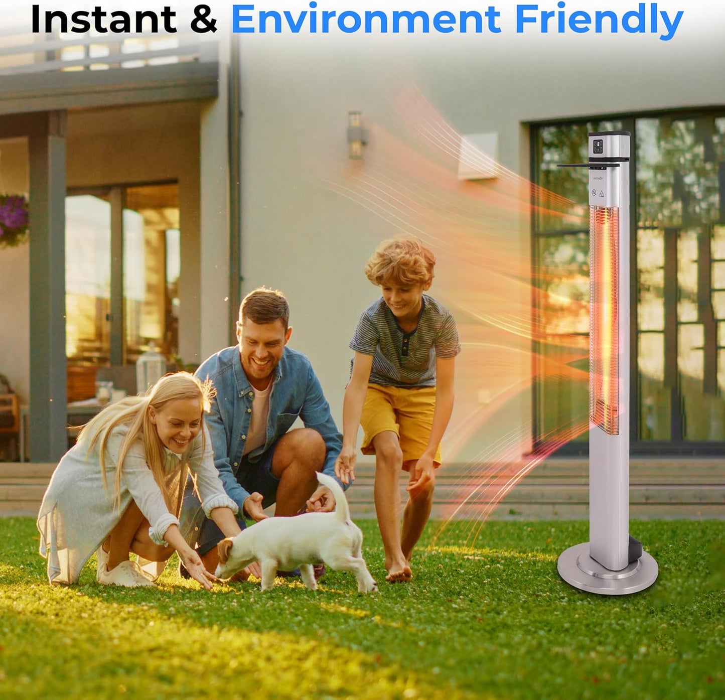SereneLife Infrared Patio Heater - 1500W Electric Indoor/Outdoor Heater with Remote Control | Portable Silver Design for Restaurants, Patios, and Backyards