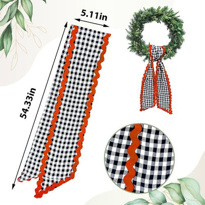 Buffalo Plaid Wreath Sash by [Brand Name] - Stylish Satin Ribbon for Indoor/Outdoor Decor | 5.11 x 55.1 Inches