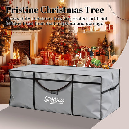 Skiennix Christmas Tree Storage Bag - 9 Ft Heavy-Duty 600D Oxford Cloth with Double Zippers & Mesh Bags | Gray (65×18×27 in)