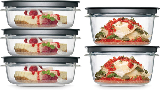 Rubbermaid Premier Food Storage Containers - 10 Piece Set | BPA-Free, Microwave & Dishwasher Safe, Grey