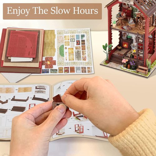 Booknook-Creativity DIY Book Nook Kit - 3D Wooden Puzzle Bookend Decor with LED Light for Adults