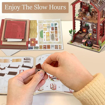 Booknook-Creativity DIY Book Nook Kit - 3D Wooden Puzzle Bookend Decor with LED Light for Adults