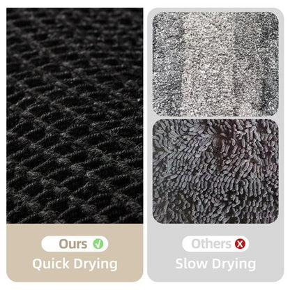 TYUU Black Bathroom Rug, Waffle Bath Mat Non Slip Washable Super Absorbent Quick Dry Boho Farmhouse Bathroom Decor, 30"x20" Black