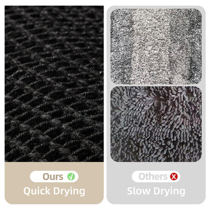 TYUU Black Bathroom Rug, Waffle Bath Mat Non Slip Washable Super Absorbent Quick Dry Boho Farmhouse Bathroom Decor, 36"x24"/ 3'x2' Black
