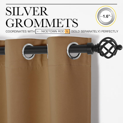 NICETOWN Blackout Curtains - Noise Reducing & Draft Blocking | 90-Inch Length, 2 Panels, Gold Brown
