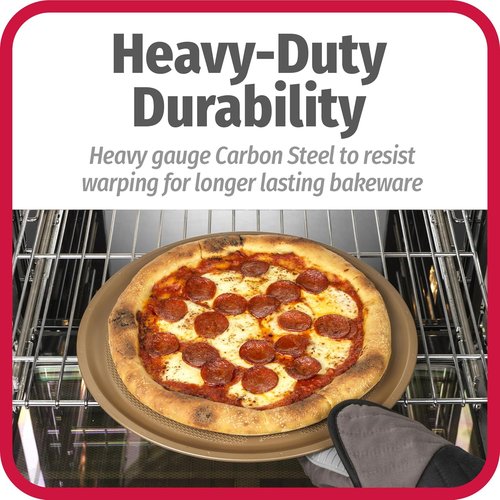 GoodCook BestBake Nonstick Carbon Steel Pizza Pan - 16" Bronze Finish for Perfect Baking