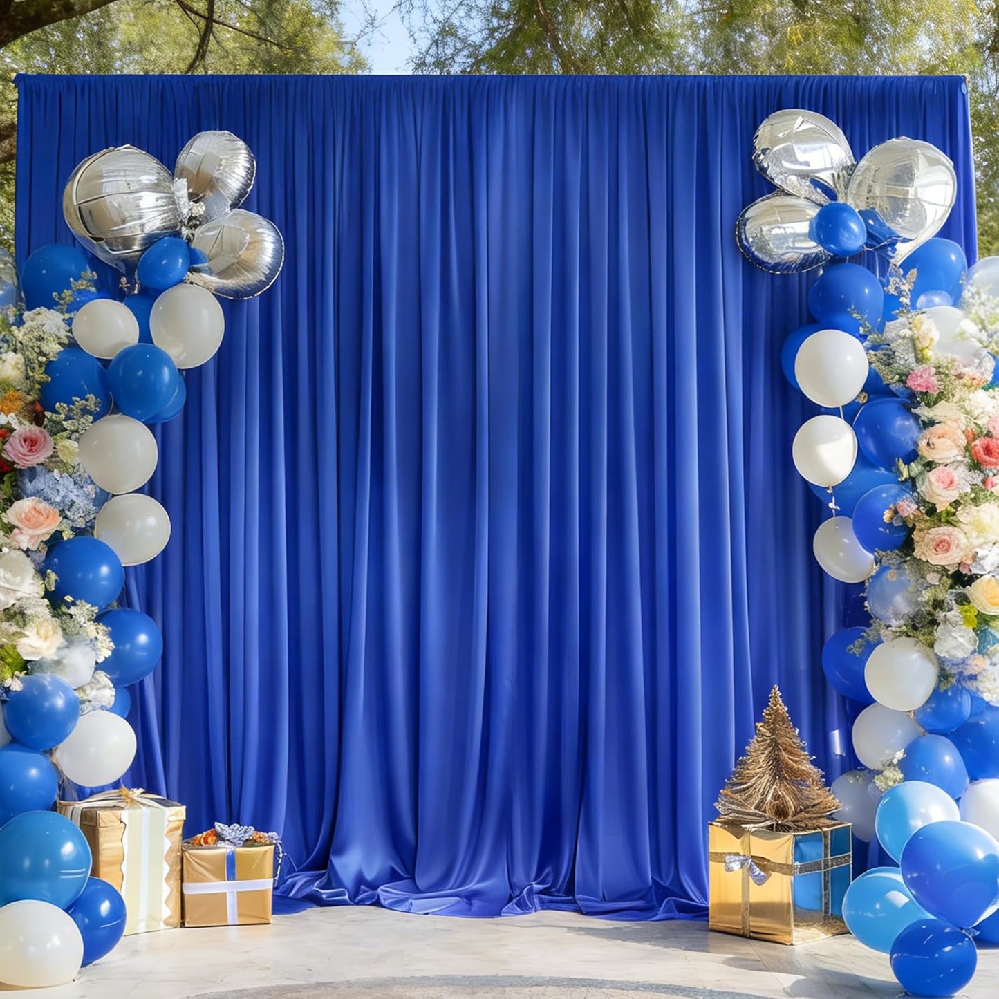Royal Blue Backdrop Curtains by [Brand Name] - 10x10ft Wrinkle-Free Drapes for Weddings & Events