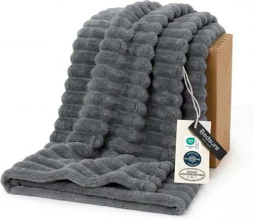Bedsure GentleSoft Fleece Blanket - Cozy Frost Gray Throw for Couch, Perfect 60x80 Inches Size