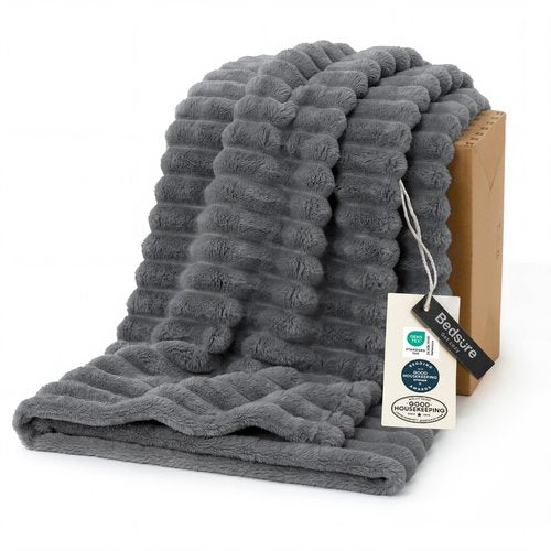 Bedsure GentleSoft Frost Gray Fleece Blanket for Couch - Cozy Soft Blankets for Women, Cute Small Throws for Girls, 50x60 Inches