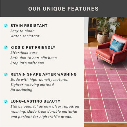 Skiennix Mid Century Modern Ombre Rug - Colorful 6x9 Washable Area Rug for Living Room & Nursery