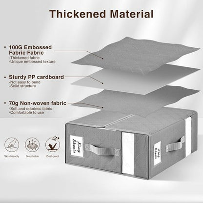 Homsorout Bed Sheet Organizers - Foldable Linen Storage with Window & Labels | XL Grey 6-Pack