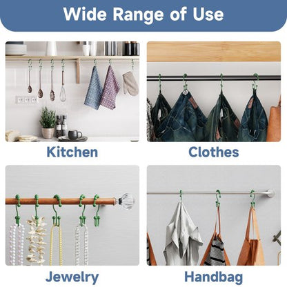 Titanker Shower Curtain Hooks Rings, Rust-Resistant Metal Double Glide Shower Hooks for Bathroom Shower Rods Curtains, Set of 12 Hooks - Emerald Green