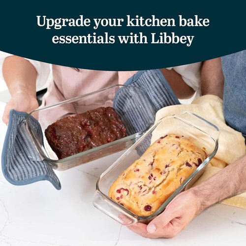 Libbey Baker’s Premium Glass Baking Dish Set - 2 Stackable Oven Dishes for Bread, Cakes & Meatloaf