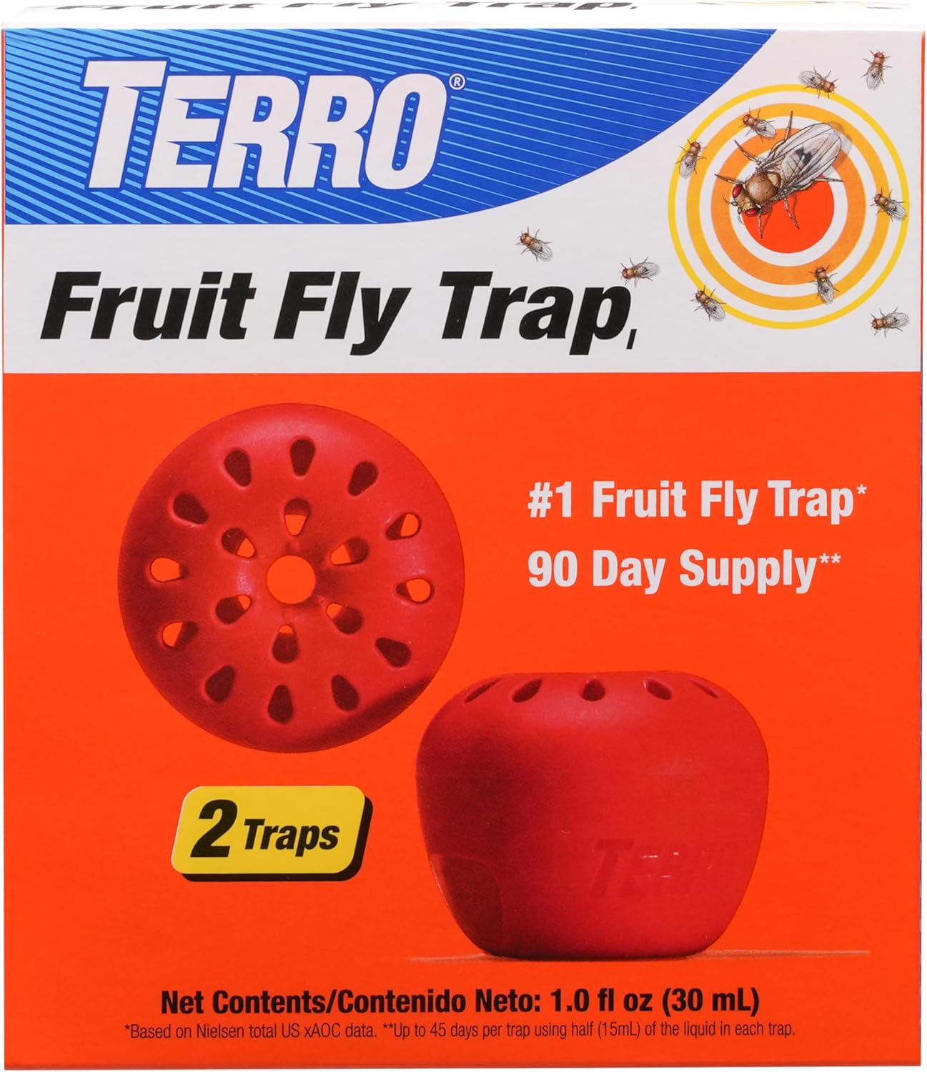 Terro T2502 Indoor Fruit Fly Trap - Ready-to-Use with Built-In Window | 2 Traps + 90-Day Lure Supply