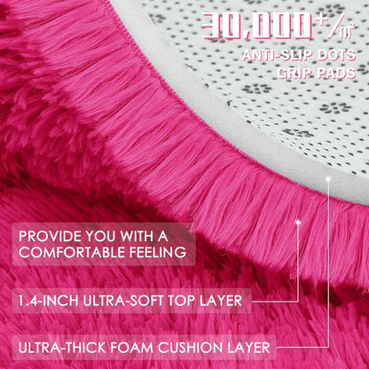 OLANLY Large 5x8 Machine Washable Area Rug - Soft Fluffy Shaggy Carpet for Living Room & Bedroom | Hot Pink