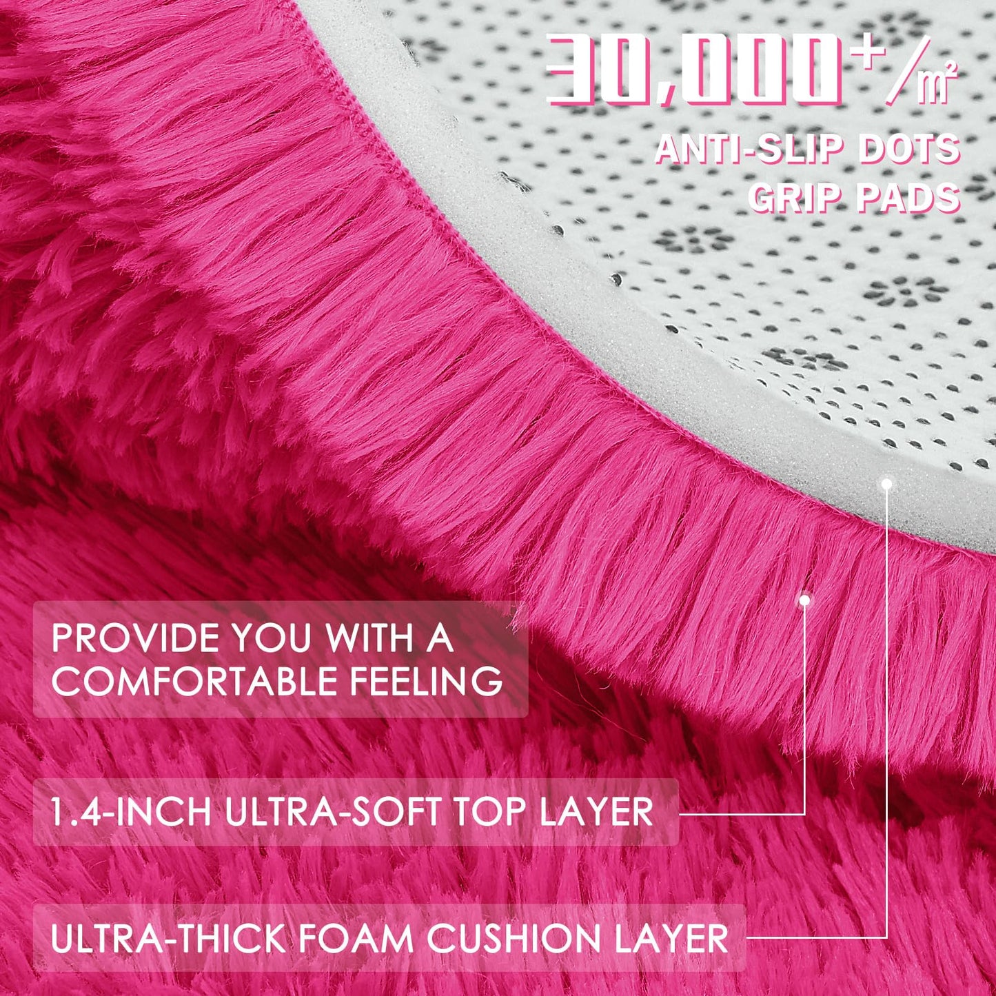 OLANLY 8x10 Machine Washable Large Area Rugs for Living Room, Bedroom, Soft Fluffy Shaggy Bedside Rug, Indoor Floor Carpet for Kids Girls and Boys, Dorms, Nursery, Home Decor Aesthetic, Hot Pink