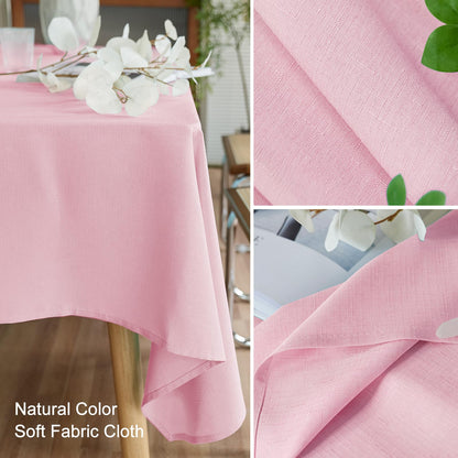 AUSSPVOCT Textured Linen Tablecloth Rectangle 52x70 Water Resistant Spill-Proof Wipeable Pink Table Cloth Wrinkle Free Fabric Dining Table Cover for Birthday Party Farmhouse Wedding Tablecloths