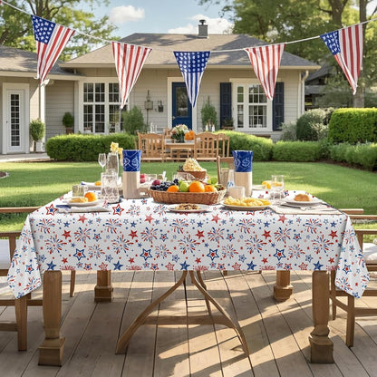 Patriotic Tablecloth Set by [Brand Name] - 3 Pcs Red, White & Blue Disposable Table Covers | 54 x 108 Inch for 4th of July & Memorial Day Celebrations