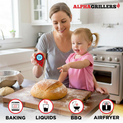 Alpha Grillers Instant Read Meat Thermometer - Digital Cooking Thermometer for Perfectly Cooked Meats | Fast Probe Design