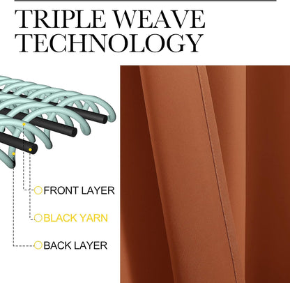 NICETOWN Blackout Curtains - Burnt Orange Thermal Insulated Drapes for Bedroom | 48" Long, 42" Wide (1 Pair)