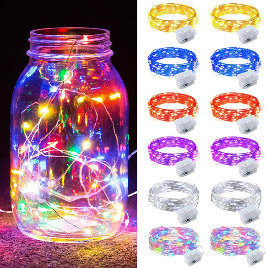 ZGWJ 12 Pack Fairy Lights - 7ft Battery Operated Mini LED String Lights | 3 Modes for DIY & Events