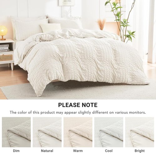 HYMOKEGE Ivory California King Comforter Set - 7-Piece All-Season Luxury Bedding Ensemble