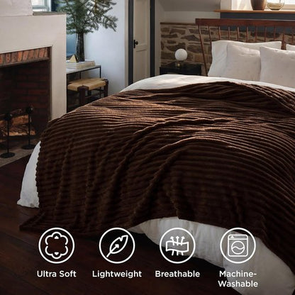 Bedsure GentleSoft Full Blanket - Cozy Dark Chocolate Throw for Bed, Soft & Stylish, 84x90 Inches