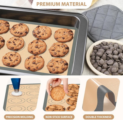 Skiennix Silicone Baking Mat Set - Nonstick Reusable Pastry & Pizza Mats | 6-Piece Baking Supplies