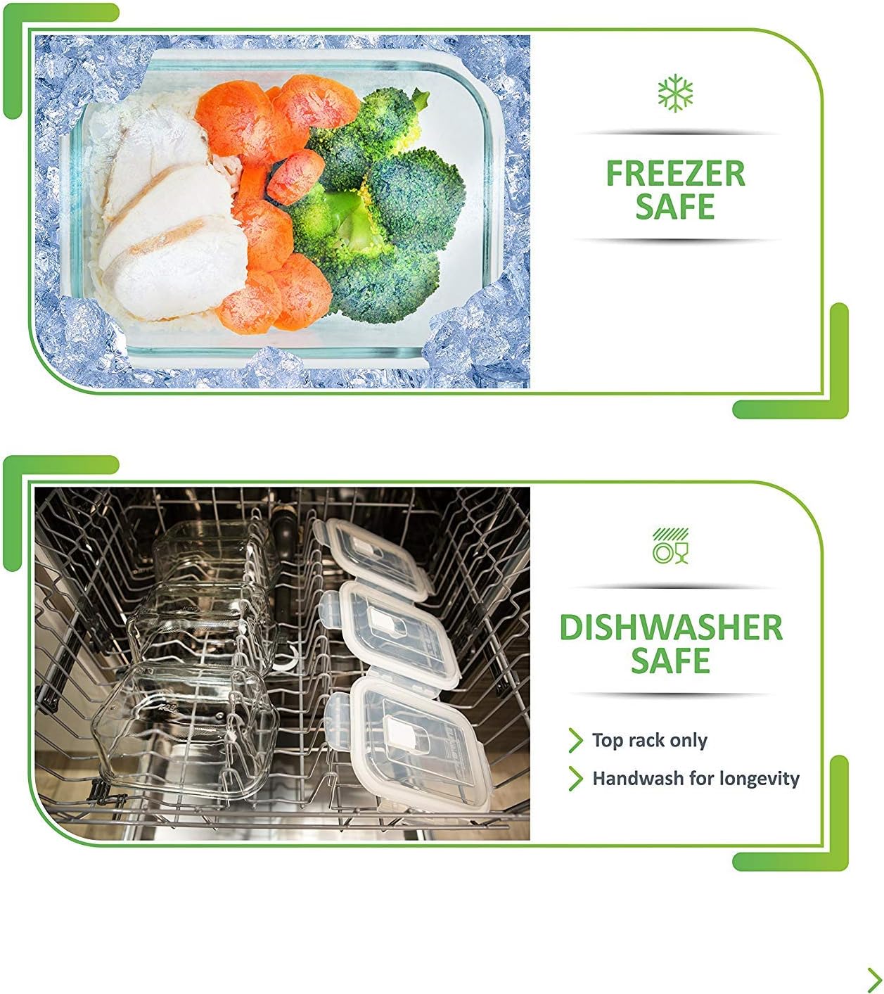 PrepNaturals Glass Meal Prep Containers - 30 Oz, 5 Pack | Dishwasher & Microwave Safe with Lids