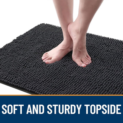 OLANLY Dog Door Mat - Absorbent Non-Slip Chenille Mat for Muddy Paws | 47x32, Dark Grey