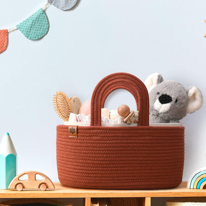 PeraBella Baby Diaper Caddy Organizer - Portable Cotton Rope Storage for Nursery & Travel | Ideal for Boys & Girls