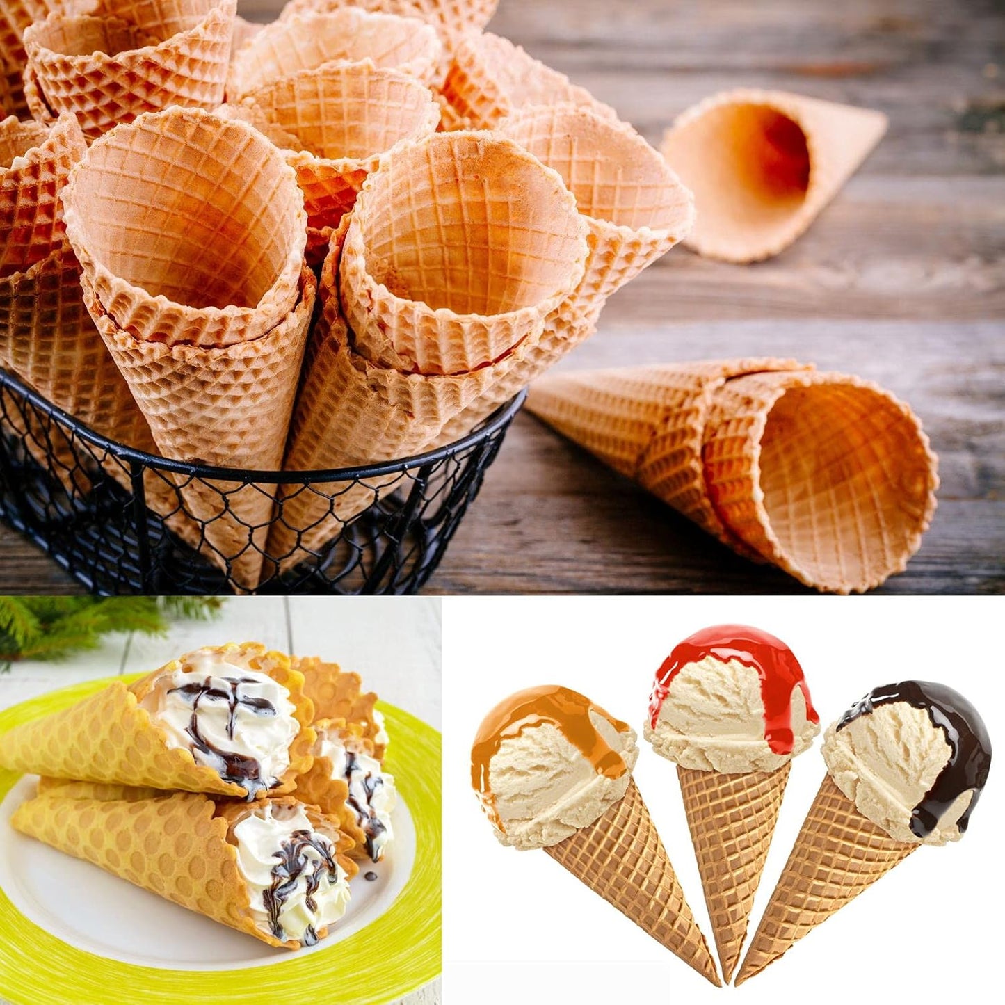 Skiennix Cream Horn Molds - 16 Large Stainless Steel Baking Cones for Danish Pastry | 4.7 Inch